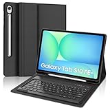 Teclado Bluetooth Desmontable: La funda con teclado para Galaxy Tab S10 FE Plus está diseñada con una opción desmontable, lo que te permite utilizar el teclado o la funda por separado. El teclado se conecta al Samsung Galaxy Tab S10 FE Plus a través de Bluetooth, lo que elimina la limitación de los cables y permite su uso en múltiples situaciones.