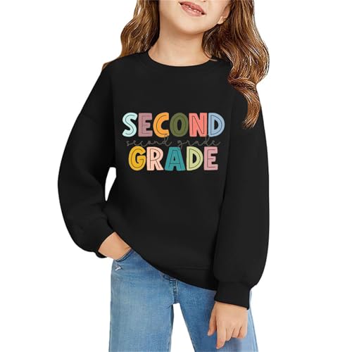 Preppy Girls Second Grade Pullover Sweatshirts Kids Boys First Day Back to School Long Sleeve Comfy Soft Clothes