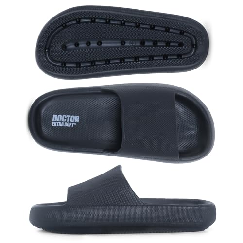 DOCTOR EXTRA SOFT Men's Classic Ultra Soft Sliders/Slippers with Cushion FootBed for Adult | Comfortable & Light Weight | Stylish & Anti-Skid | Waterproof & Everyday Flip Flops for Gents/Boys D-504