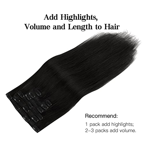 Image of HOTBANANA Clip in Hair Extensions, Quick Wear & Full Head 12 inch #1 | 75g 7pcs Jet Black, Easy Style Natural Volume Boost, with Secure Fit Clips, Comfortable Wear Everyday for Women Girls