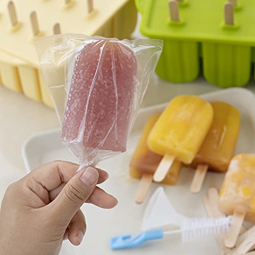 Popsicle Molds, MEETRUE 12 Pieces Silicone Popsicle Molds Easy-Release BPA-free Popsicle Maker Molds Ice Pop Molds Homemade Popsicle Ice Pop Maker with 50PCS Popsicle Sticks+Cleaning Brush, Yellow - Thumbnail 7