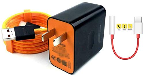 Demart Warp Charger for OnePlus Mclaren Rapid Charger Replacement for OnePlus 8 Pro 8 8T 7 7 Pro 7T 7T Pro 6 6T 30W Warp Power Adapter+ Type C Dash Cable(100CM) + Headphones Jack Adapter (Mclaren)