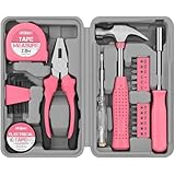 DotCom 24-Piece Household Tools Kit Essential Home Repair Set with Plastic Toolbox Ideal for College Students, Home Use & More