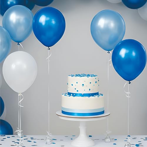 Image of Blue & White Metallic Balloon Garland Kit, Perfect for Parties, Events & Birthday Celebrations