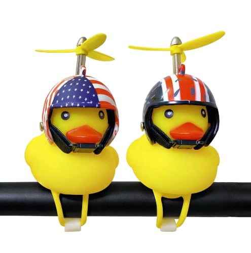 Omeet 1Pair - Lovely Yellow Duck Bike Bell with LED Light and Propeller