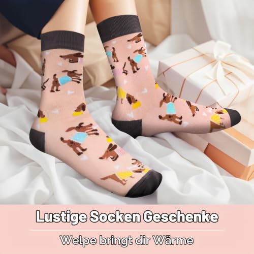 Lustige Hunde Socken Damen, Witzige Geschenke für Frauen Hundeliebhaber | Bunte Hundesocken Tiersocken für Teenager Mädchen, Ostern Muttertag Valentinstag Weihnachten Geschenk für Sie Hundebesitzer