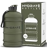 HYDRATE XXL Jug 128 Oz Water Bottle - BPA Free, Leak Proof, Flip Cap, Ideal for Gym - Clear Water Container with Extra Strong Material - Perfect for Sports, Rugby, and on the Go (Matte Camo, 3.8L)