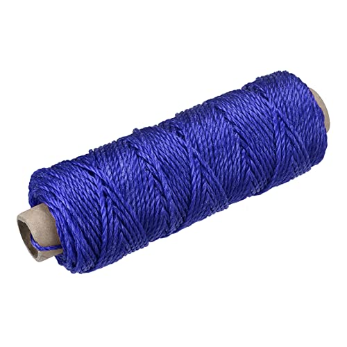 sourcing map Torcida Albañil Línea Nylon Cordel Cuerda Cordón Azul 50M/164 Pies 2mm Diámetro para Redes, Paisajismo, Hogar Mejora, Bricolaje Proyecto, Artesanía, Albañilería