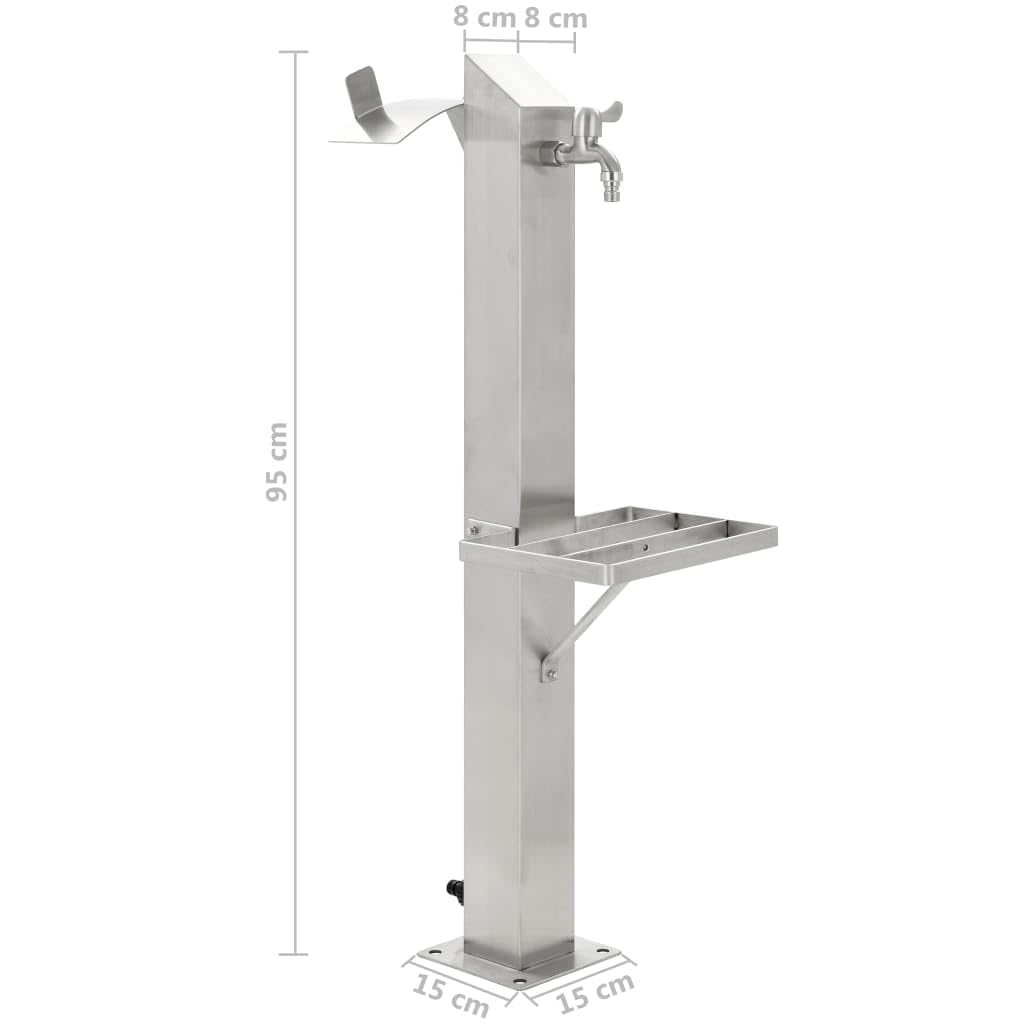 vidaXL Columna Agua para Jardín Acero Inoxidable Cuadrada 95 cm Fuente Patio