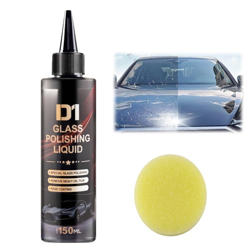 D1 Glass Polishing Liquid,Removedor de Arañazos de Vidrio de Parabrisas de Automóvil,Pulimento cristales coche,Pulimento faros coche,para pulido de vidrio,Scratches,Wiper Marks,Oil Film,150ml