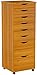 Adeptus Original Quick-2-Connect Roll Cart, Solid Wood, 6+2 Drawer Narrow Drawers Roll Carts, Medium Pine