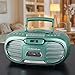 Studebaker Retro Edge Big Sound Bluetooth Boombox with CD/Cassette Player-Recorder/AM-FM Stereo Radio (Teal/SB2150TE)