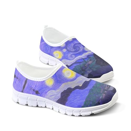Image of Floral Sneakers for Women Colorful Art Shoes for Women Slip On Casual Work Shoes