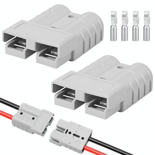Mindow 2 Pcs 50A 600V Battery Quick Connect/Disconnect Compatible with Anderson Connector 8-12 AWG for Car/RV/Truck Winch Trailer Traction