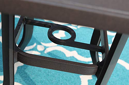 PHI VILLA 27.5” Cast Aluminum Patio Bistro Table, Outdoor Coffee Tea Small Square Side End Tables for Garden, Backyard with 1.75” Umbrella Hole - Thumbnail 5