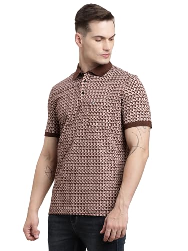 T-shirt turtle en coton extensible marron imprimé homme confortable