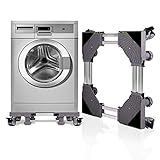 【Einfache Montage】 Schließen Sie die Stahlrohre an, stellen Sie die entsprechende Länge/ Breite und Höhe ein, schnallen Sie die Schnalle an und stellen Sie die Möbel auf den sockel für waschmaschine. 8 kleine Wasserwaagen können Ihnen helfen, Anpassungen vorzunehmen. Das um 360 Grad drehbare Gummirad erleichtert das Bewegen. Die Räder sind mit festen Schnallen ausgestattet.