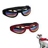 Taicols 2 Pièces Lunettes pour Chien,Lunettes pour Chiens Lunettes de Soleil Lunettes de Protection pour Le Voyage pour Animaux,Étanches, Coupe-Vent et Protection UV - pour Chiots