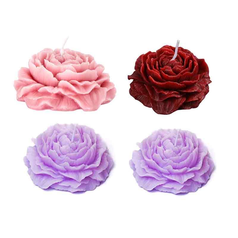 Peony Candles Low Temperature Candles Wax Play Candles Romantic Dripping Candle for Valentines Couples Weddings Home Decor 4Pcs Flowers Soy Wax （3.3 * 1.7Inch）-image-28