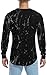 KESIHAN Mens Hipster Hip Hop Long Sleeve T-Shirt Ripped Round Hemline Round Neck Cotton Casual Tops S Black
