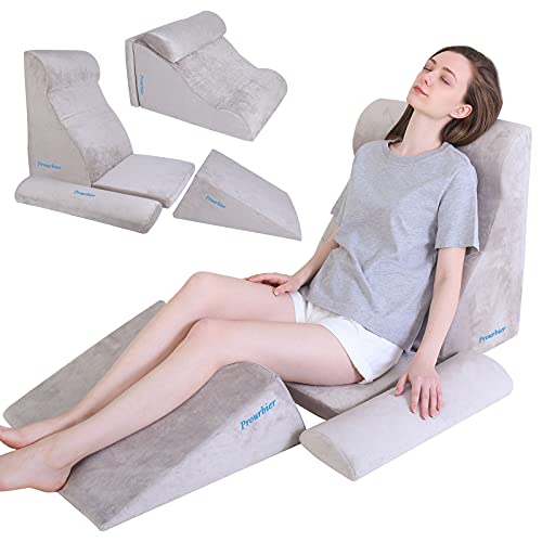 Wedge Pillow - Bed Wedge Pillow - Wedge Pillow For Sleeping - Foam Leg Elevation Pillow - Post Surgery Foam For Back And Knee Pain Relief / Hypoallergenic Support Pillow For Acid Reflux #TOP11
