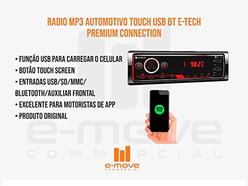 Rádio MP3 Linha Premium, E-Tech Imports, Car_Audio_Or_Theater, Prata, Padrão 1 Din