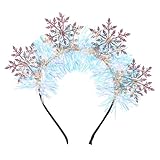 TEMPNAP フレークヘッドバンド クリスマスヘアアクセサリー レディース グリッター 雪の結晶 ヘアバンド 女の子用 結婚式 パーティー お祭り 写真撮影 イベント用
