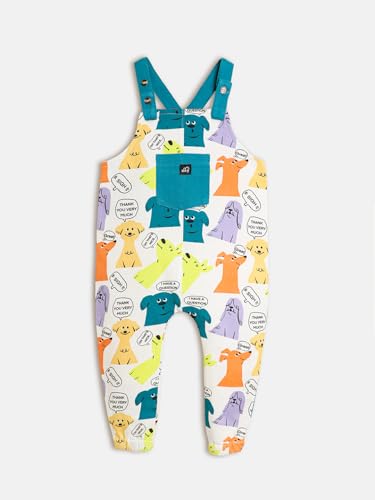 Image of Whistle & Hops Kid's Cotton Casual Comfortable Dogs Chitchat Dungaree For Boys