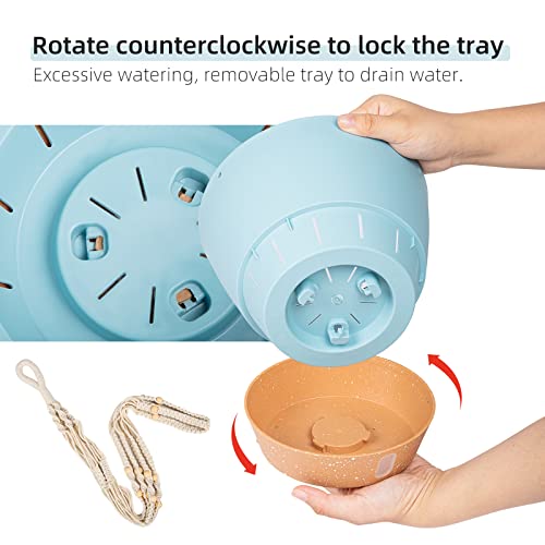 Qcqhdu 2 Pack Macrame Plant Hanger Hanging Planters Set,8 Inch Indoor Outdoor Hanging Plant Pot Basket,Hanging Flower Pot With Drainage Hole With For Garden Home(Lightblue) #TOP2