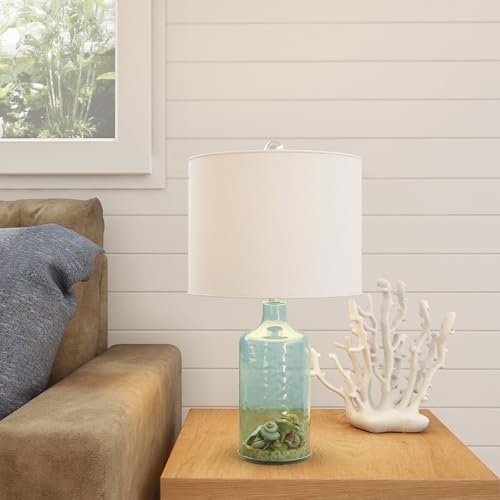Set of 2 Table Lamps - Glass Lamp Set with Open Bases, LED Bulbs, and Shades - Decorative Lamps for Coastal or Nautical Decor by Lavish Home (Blue) by Lavish Home - Image 6