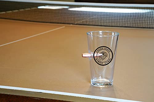 Military Gift Shop Officially Licensed Usmc Pint Glass - Hand Blown Glasses - Marine Corps Beer Mug- 16 Oz. - Usmc Veteran Owned Business #TOP4