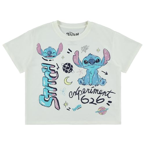 Disney Ladies Lilo and Stitch Shirt - Ladies Classic Lilo and Stitch Fashion Tee Lilo and Stitch Short Sleeve Skimmer Crop Top Tee (Heather Grey, Small)