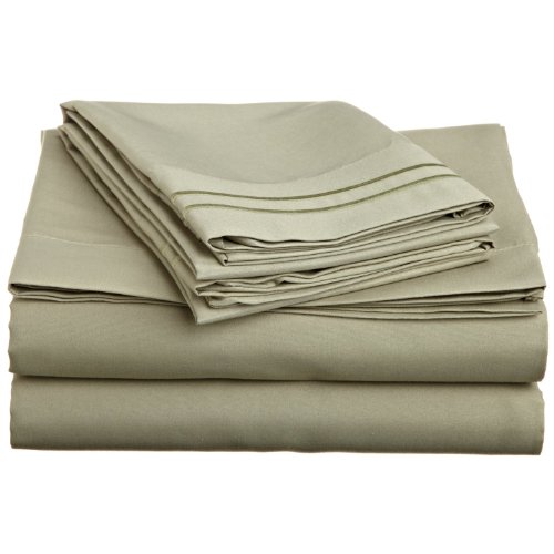 Lamma Loe's Silky Soft Luxurious Supreme Microfiber 3-Piece Sheet Set with Embroidered Pillow Cases, Twin, Sage Green