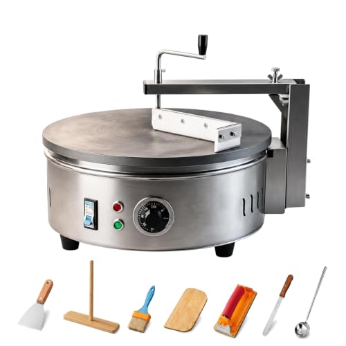 GYKOZY Máquina eléctrica Comercial para Crepes y panqueques de 220 V con 7 Herramientas auxiliares, Plancha Antiadherente de Acero Inoxidable de 40 cm, Temperatura Ajustable