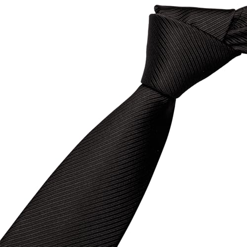 Image of KOOELLE Men's Ties Solid Pure Color Plain Neckties Formal Black Ties For Men