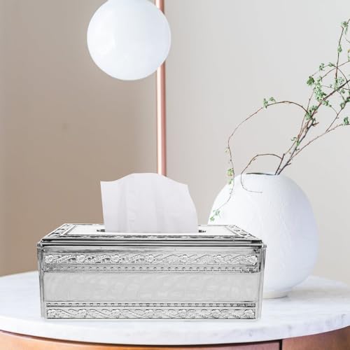 Caja de pañuelos de plata acrílica de lujo con diseño moderno rectangular europeo 7