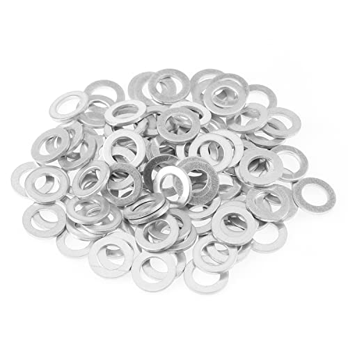 Image of HELIFOUNER 100 Pieces M6x10x1.0mm Automotive Drain Plug Gaskets, Oil Crush Washers, Aluminum Flat Washers, Inner Diameter 6mm, Outer Diameter 10mm, Thickness 1.0mm