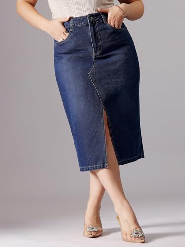 Image of Miss Chase A+ Women's Regular High Rise Mild Distress Regular Denim Skorts