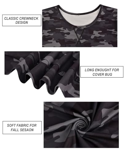 Image of CARCOS Plus Size Tops for Women Color Block Flower /Striped /Camo Crew Neck Long Sleeve Tee Shirt