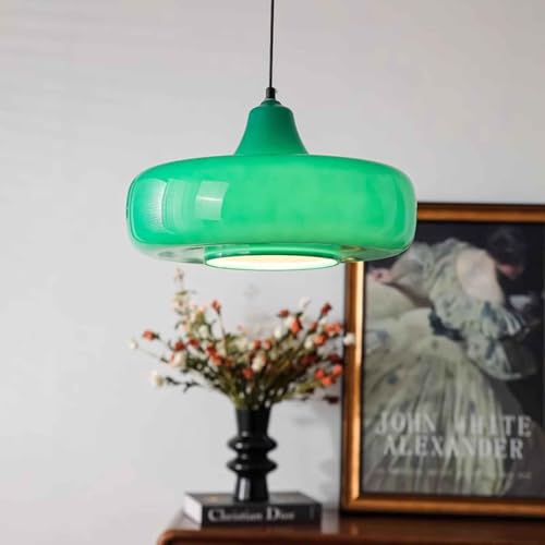 Lampe suspendue vintage en verre soufflé d'art pour salle à manger chic