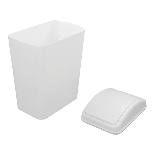 Miniatura 7 de Xowine Cubo de basura de plástico con tapa abatible de 4.2 galones, bote de basura pequeño con tapa abatible, color blanco