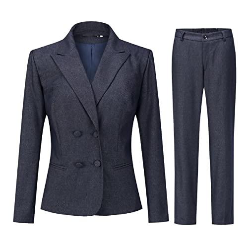 Ensemble tailleur 2 pièces pour femme veste blazer à un bouton et pantalon droit