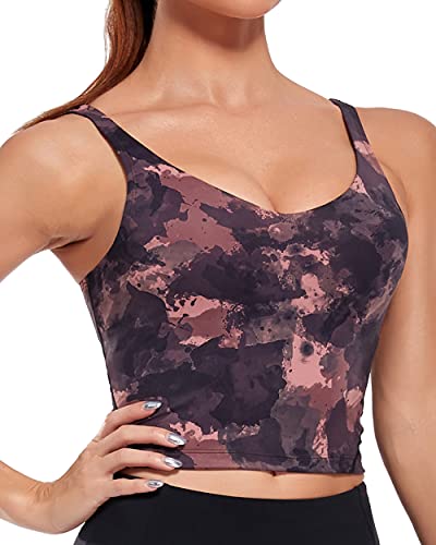 Image of Oalka Sports Bra Womens Longline Padded Crop Yoga Tank Tops
