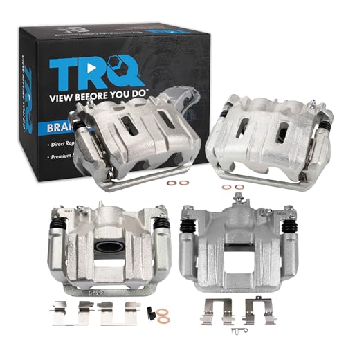 Image of TRQ Front and Rear Brake Caliper Set Caliper Brackets Hardware Compatible with 2011-2017 Honda Odyssey