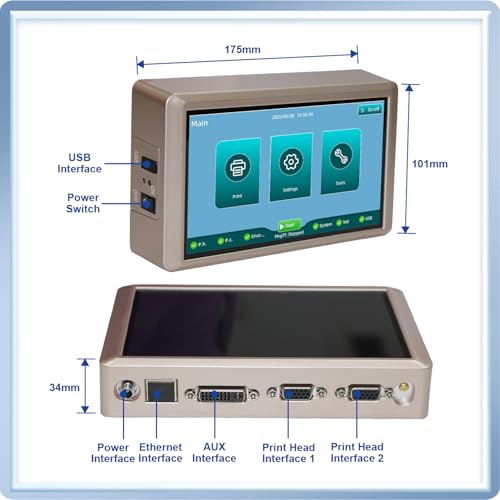 Image of PRX1000 Thermal Inkjet Printer 6.5inch Capacitive Screen Online Inkjet Printer Expiry Date Text Barcode Batch Number Coder(2 Print Heads 2 Inks)