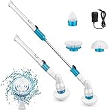 Amiglo Spin Scrubber, 360 Cordless Tub and Tile Scrubber, Multi-Purpose Power Surface Cleaner with 3 Replaceable Cleaning Scrubber Brush Heads, 1 Extension Arm and Adapter