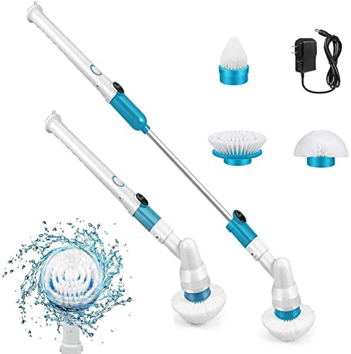 Amiglo Spin Scrubber, 360 Cordless Tub and Tile Scrubber, Multi-Purpose Power Surface Cleaner with 3 Replaceable Cleaning Scrubber Brush Heads, 1 Extension Arm and Adapter