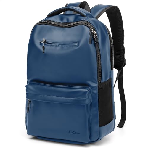 Image of Aircase Vegan Leather Laptop Bag Backpack for Men & Women, 22 l, Cobalt Blue, Fits Upto 15.6 inch Laptop, Multiple compartments, Padded Shoulder Straps, for Travel, Office or College, 1 Year Warranty