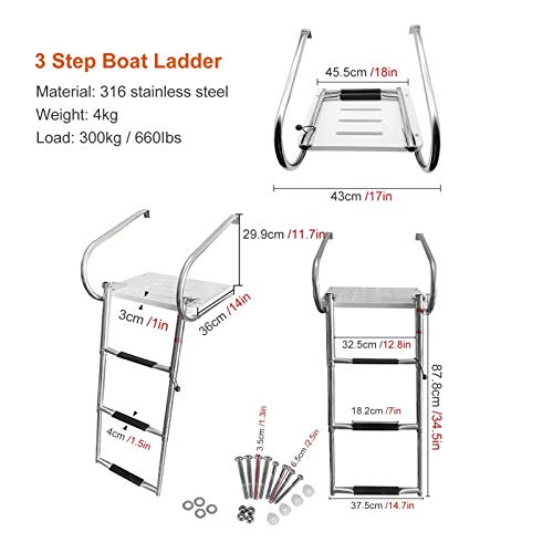 Escalera de piscina telescópica plegable con 3 peldaños y plataforma ABS miniatura 2