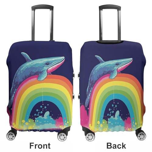 Carry on Luggage Cover Colorful Whale on Rainbow Suitcase Covers for Luggages Tsa Approved Travel Luggage Sleeve Protector Elastic Suitcase Protector Anti-Scratch Washable Fits 19-30 Inch Case -XL3